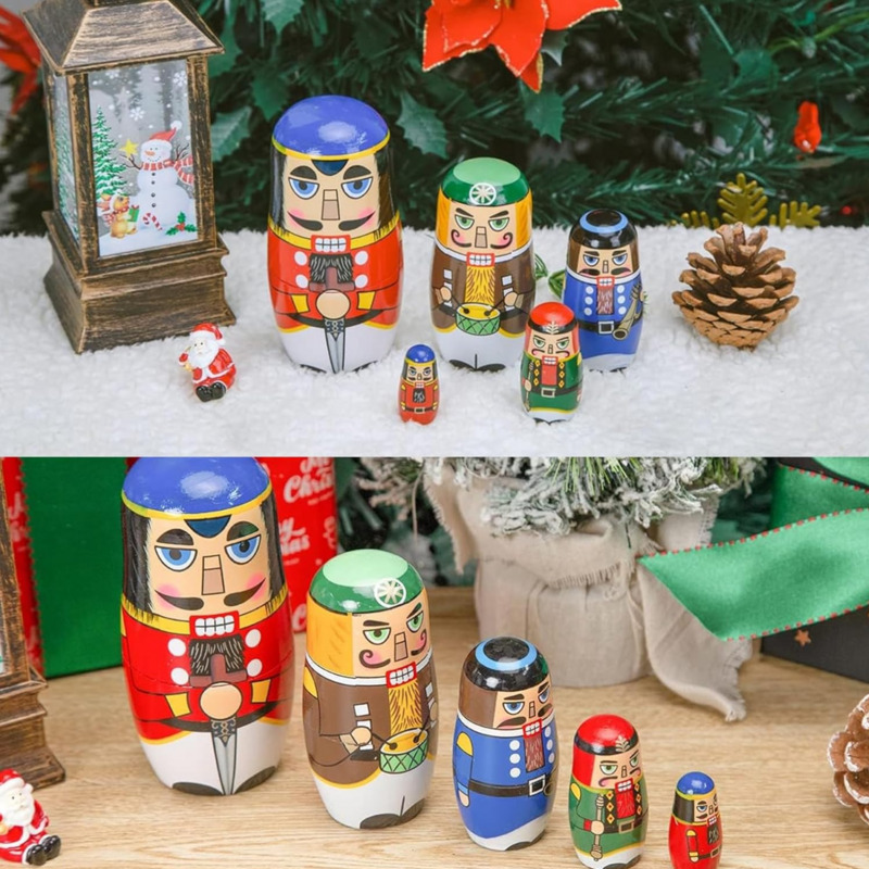 러시아 호두까기 인형 5개 세트 - 수제 나무 크리스마 - Nutcracker Figurine 리뷰 및 가격