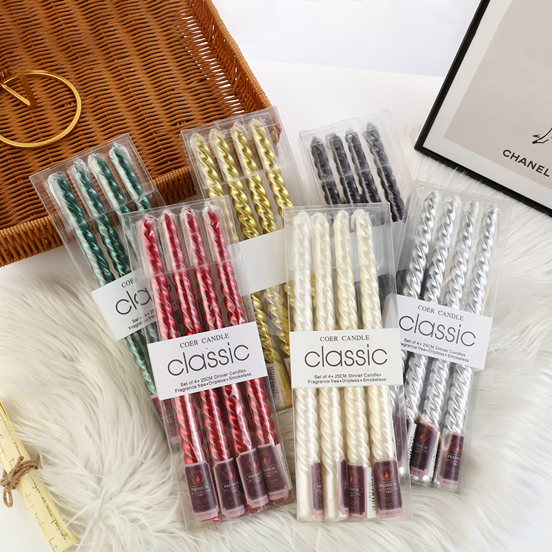 유럽 스타일 긴 막대형 컬러 캔들스틱 캔들 4개, 가정 - Holiday Candle Set 리뷰 및 가격