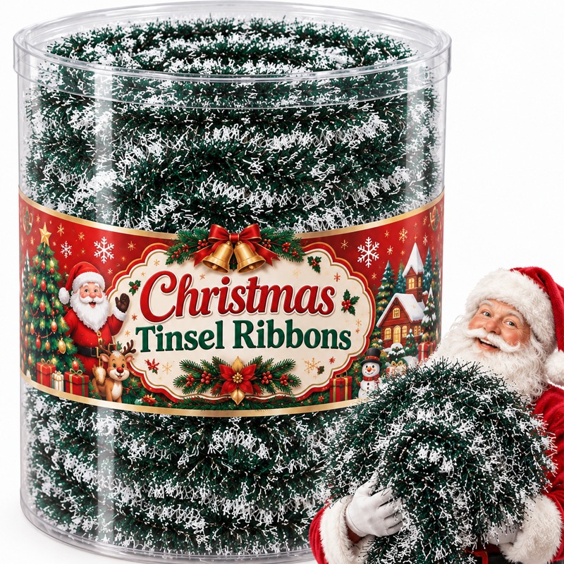 크리스마스 장식용 반짝이 리본, 녹색 줄무늬 리본, D - Tinsel Garland Decoration 리뷰 및 가격