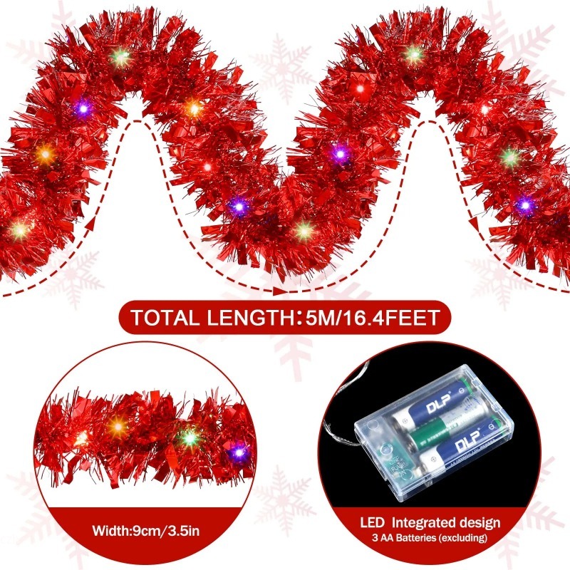 1PC 5M 크리스마스 반짝이 가랜드 장식 내구성 있는 - Tinsel Garland Decoration 리뷰 및 가격